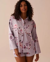 Victorian Floral Satin Button-down Shirt