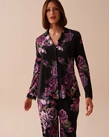 Purple Bouquet Recycled Fibers Lace Trim Button-down Shirt