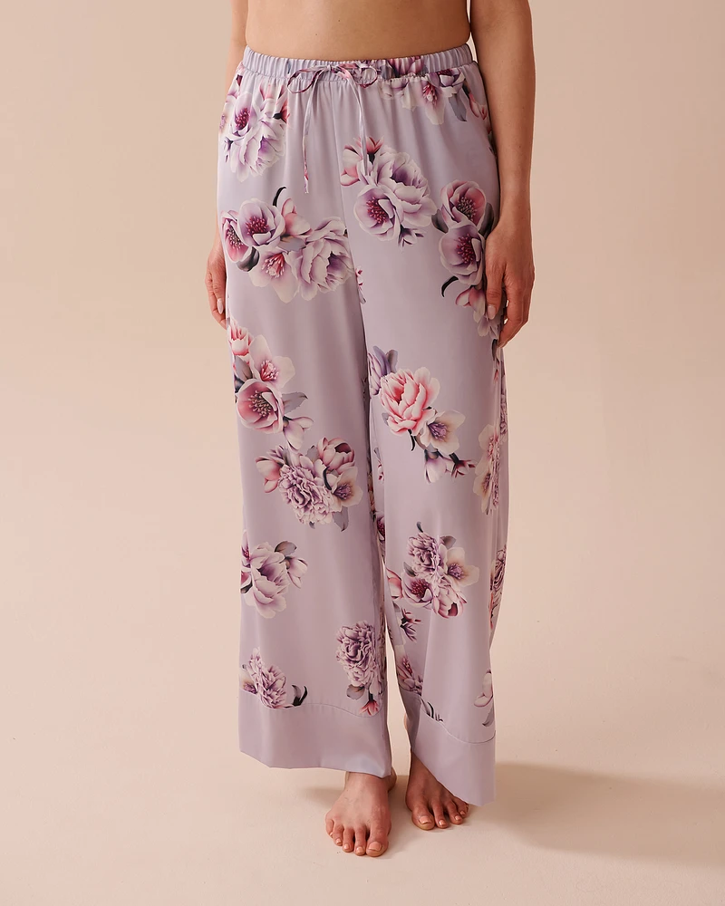 Pantalon en satin fleurs victoriennes