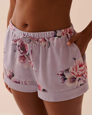 Victorian Floral Satin Shorts