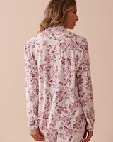Chemisier manches longues ultra doux à fleurs mauves