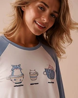 Chandail manches longues ultra doux à imprimé chat