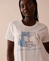 T-shirt ultra doux à imprimé chat
