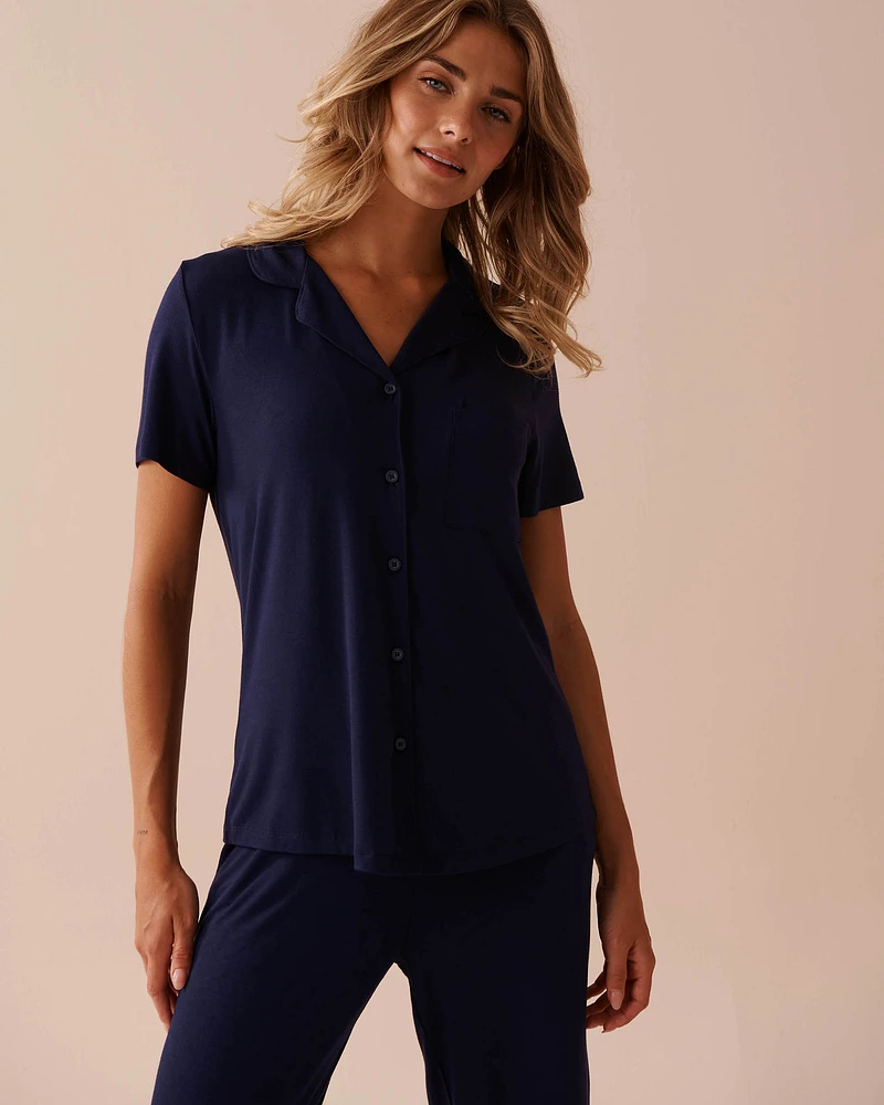 Soft Jersey Short Sleeve Button-down Shirt