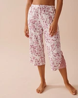 Purple Flowers Super Soft Lace Detail Capris