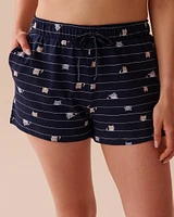 Short de pyjama en coton à imprimé chat
