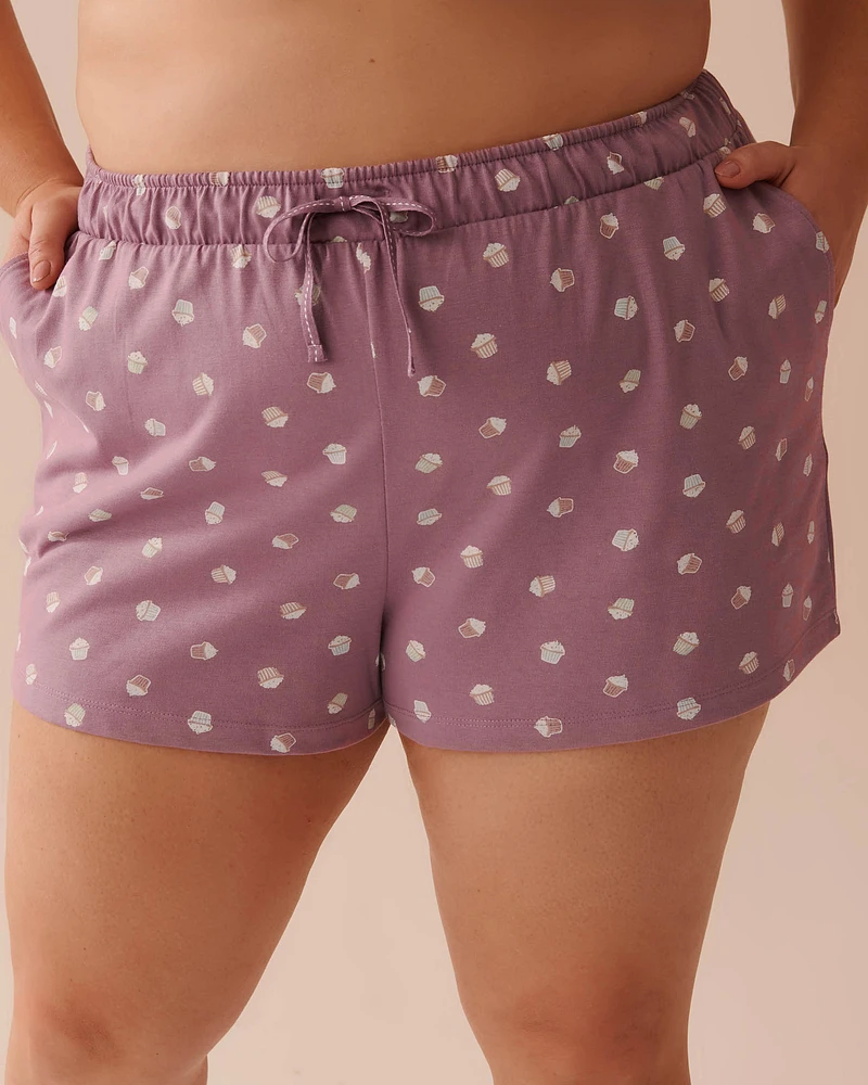 Short de pyjama en coton à imprimé cupcake