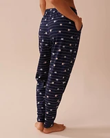 Pantalon de pyjama jogger en coton à imprimé chat