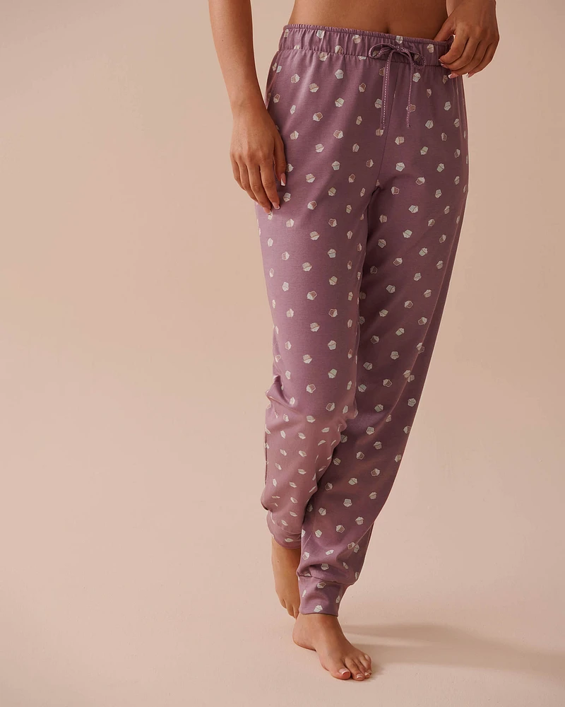 Pantalon de pyjama jogger en coton à imprimé cupcake