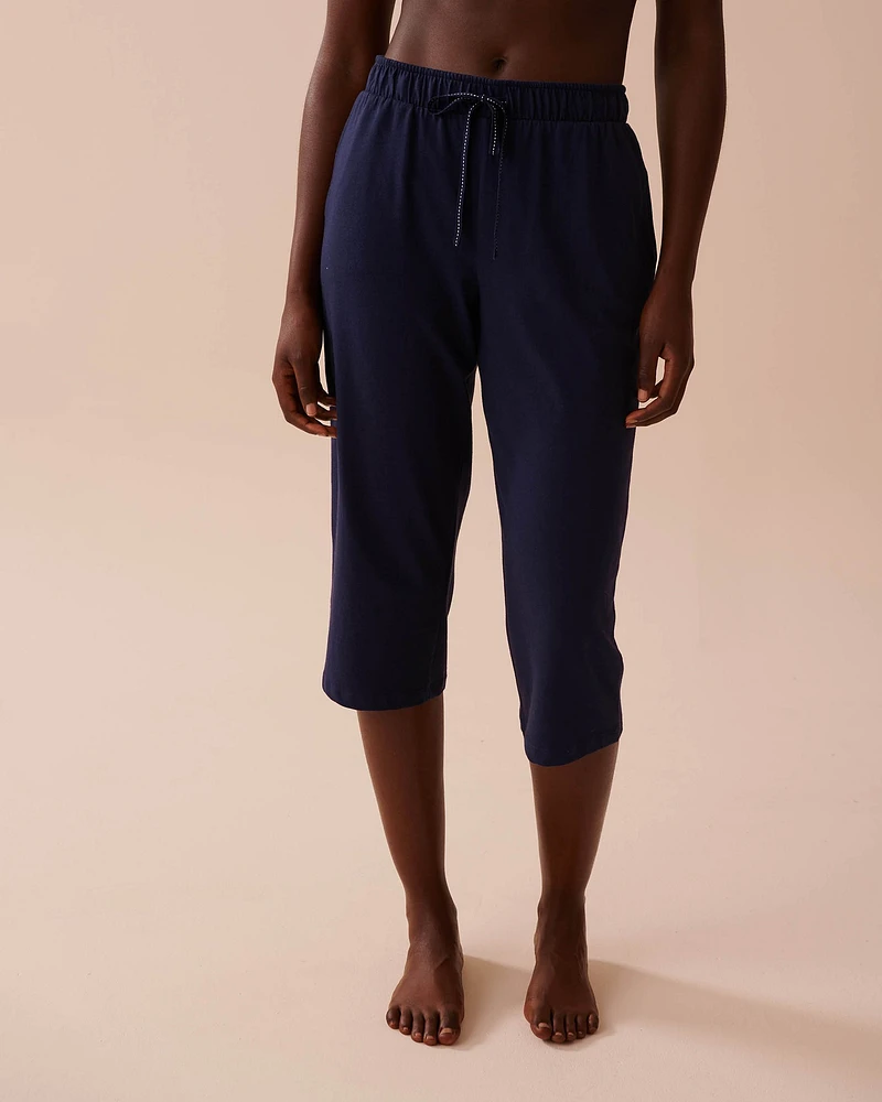 Solid Cotton Pajama Capris