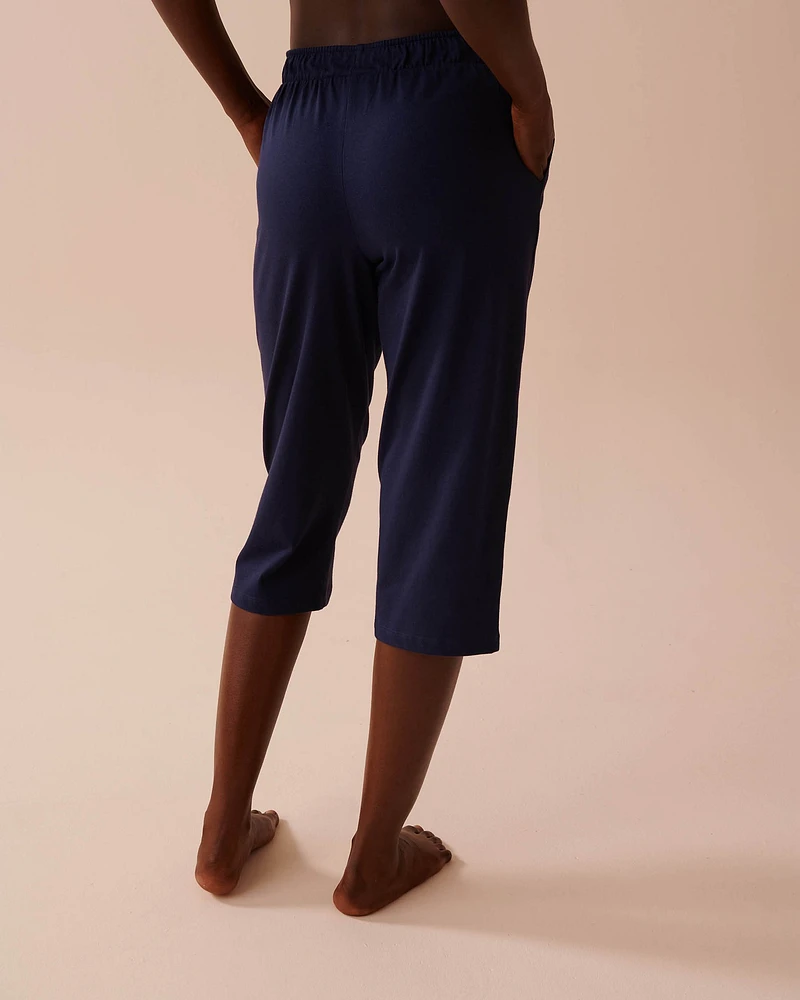 Solid Cotton Pajama Capris