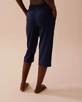 Solid Cotton Pajama Capris