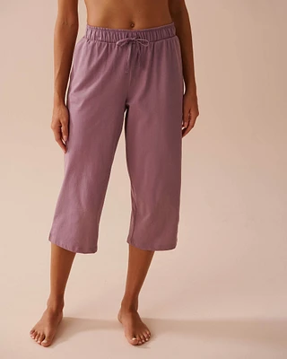 Solid Cotton Pajama Capris