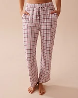 Pantalon de pyjama en fibres recyclées à carreaux violets