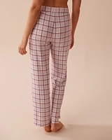 Pantalon de pyjama en fibres recyclées à carreaux violets
