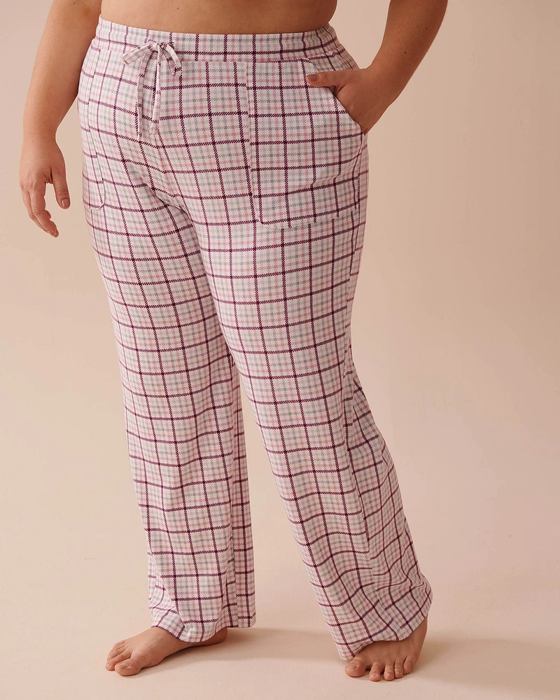 Pantalon de pyjama en fibres recyclées à carreaux violets