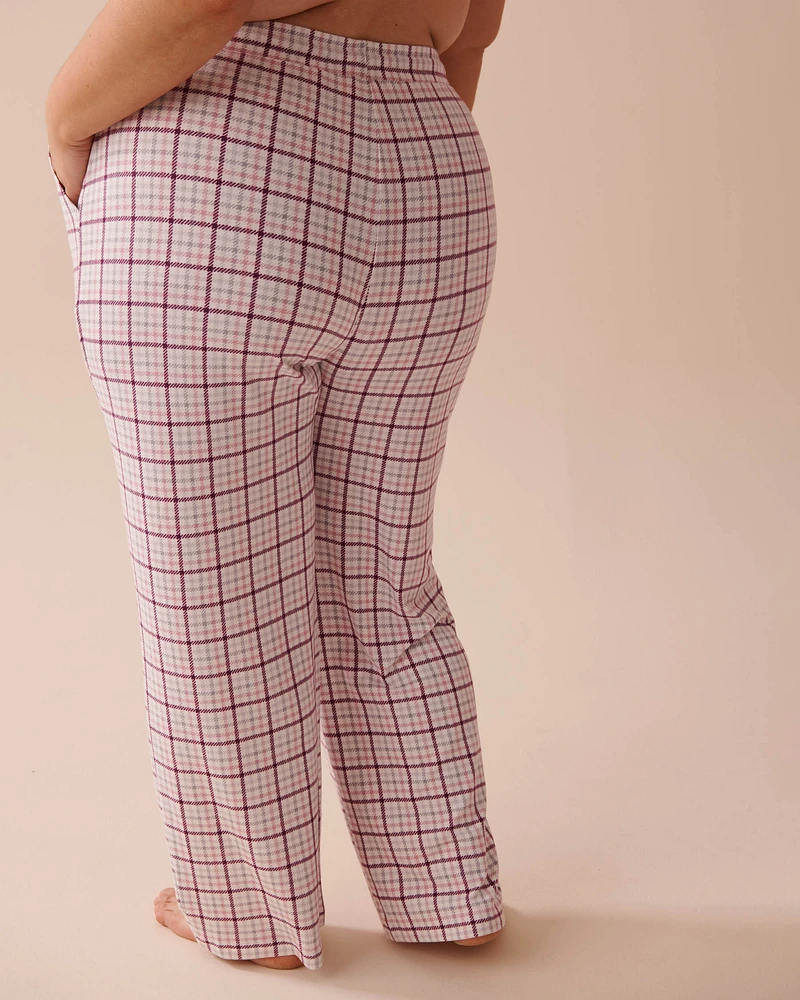 Pantalon de pyjama en fibres recyclées à carreaux violets
