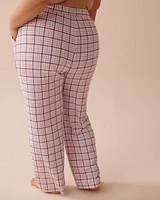 Pantalon de pyjama en fibres recyclées à carreaux violets