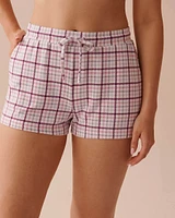 Short de pyjama en fibres recyclées à carreaux violets