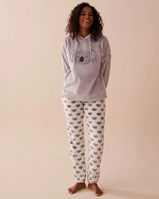 Koala Print Soft Plush PJ Set