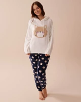 Cat Print Soft Plush PJ Set