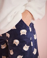 Cat Print Soft Plush PJ Set