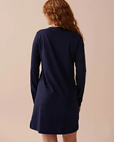 Chemise de nuit en coton à imprimé chat