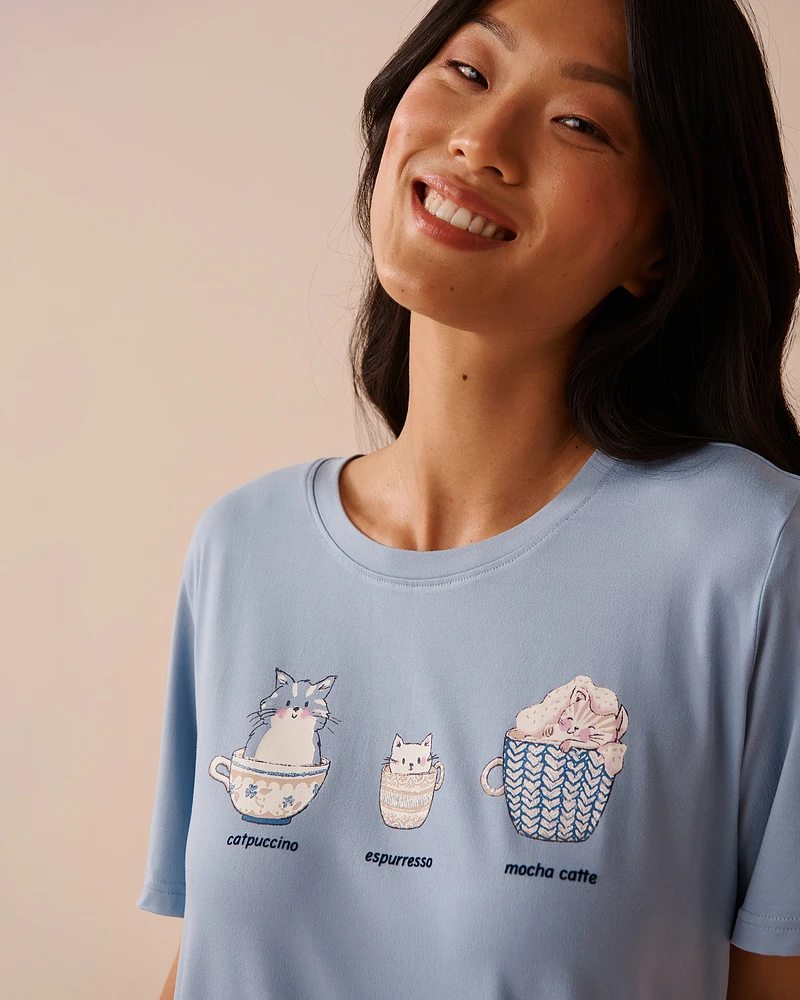 Cat Print Super Soft Sleepshirt