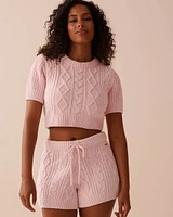 Cable-Knit Chenille Crop T-shirt
