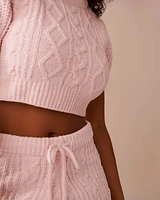 Cable-Knit Chenille Crop T-shirt