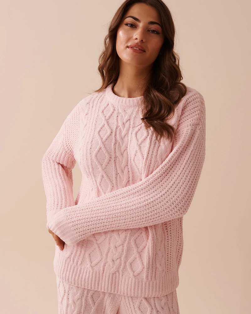 Cable-Knit Chenille Long Sleeve Shirt