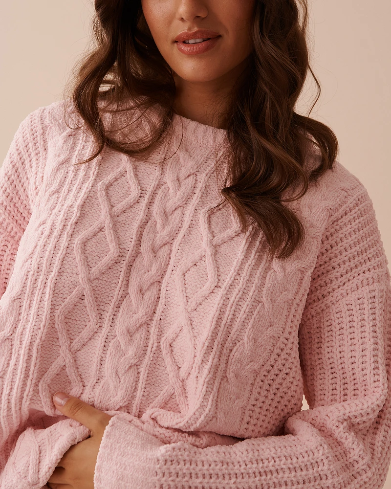 Cable-Knit Chenille Long Sleeve Shirt