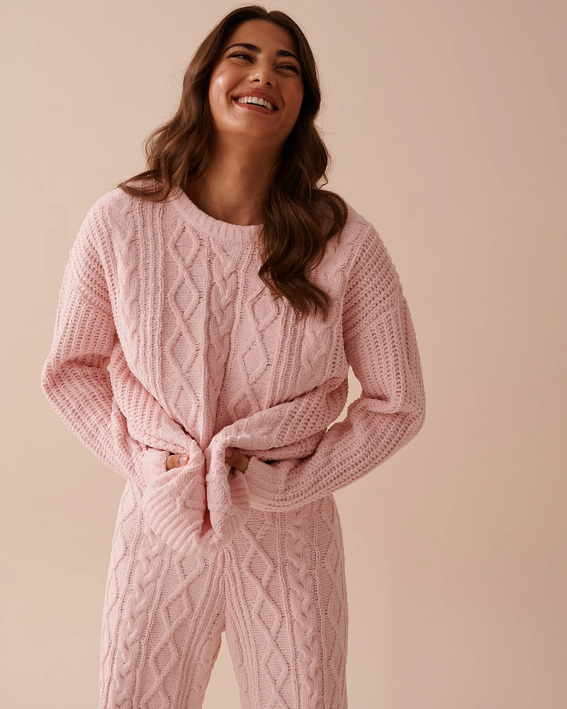 Cable-Knit Chenille Long Sleeve Shirt