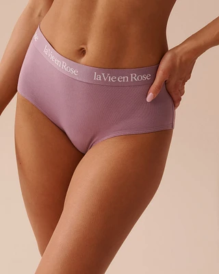 Culotte bikini taille haute coton et bande élastique logo