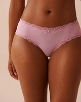 Microfiber and Lace Trim Cheeky Panty