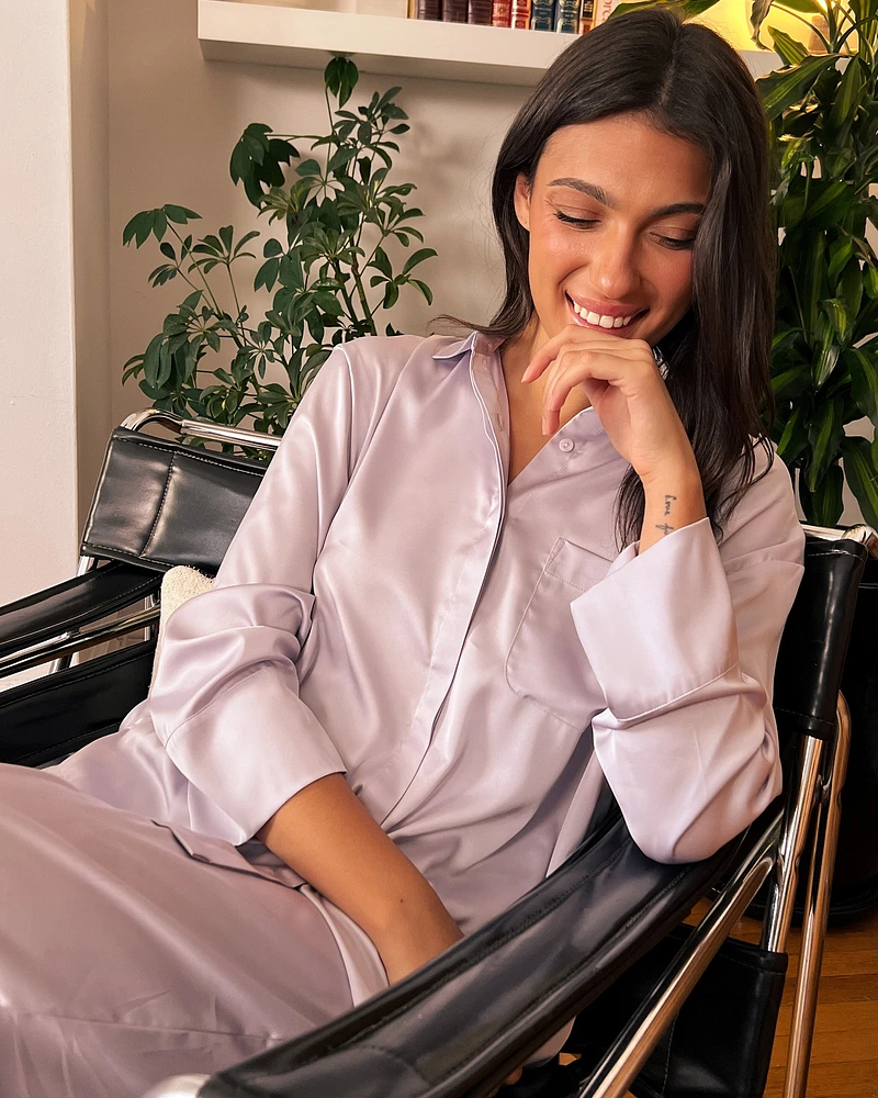 Satin Button-down Shirt