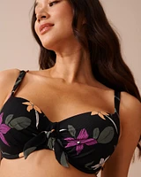 TROPICAL NIGHTS Textured D Cup Balconette Bikini Top