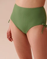 Bas de bikini taille haute noué aux hanches texturé PISTACHIO