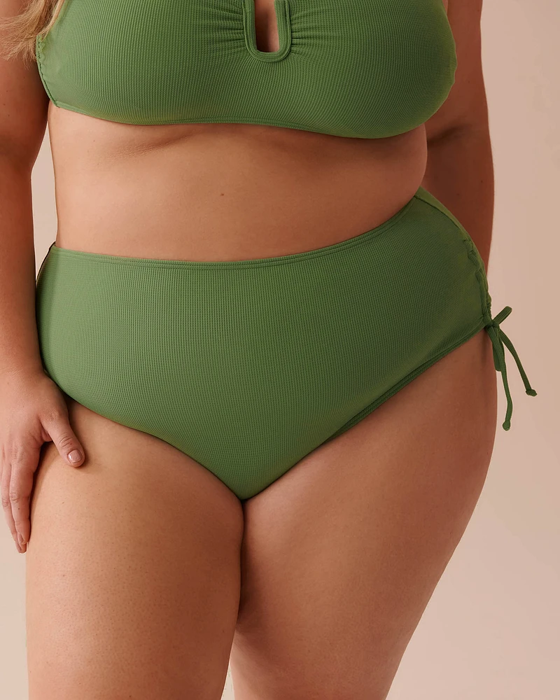 Bas de bikini taille haute noué aux hanches texturé PISTACHIO