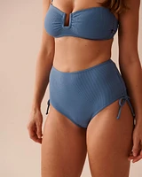 Bas de bikini taille haute noué aux hanches texturé COASTAL BLUE