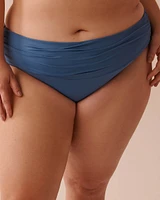 COASTAL BLUE Recycled Fibers Draped Mid Waist Bikini Bottom