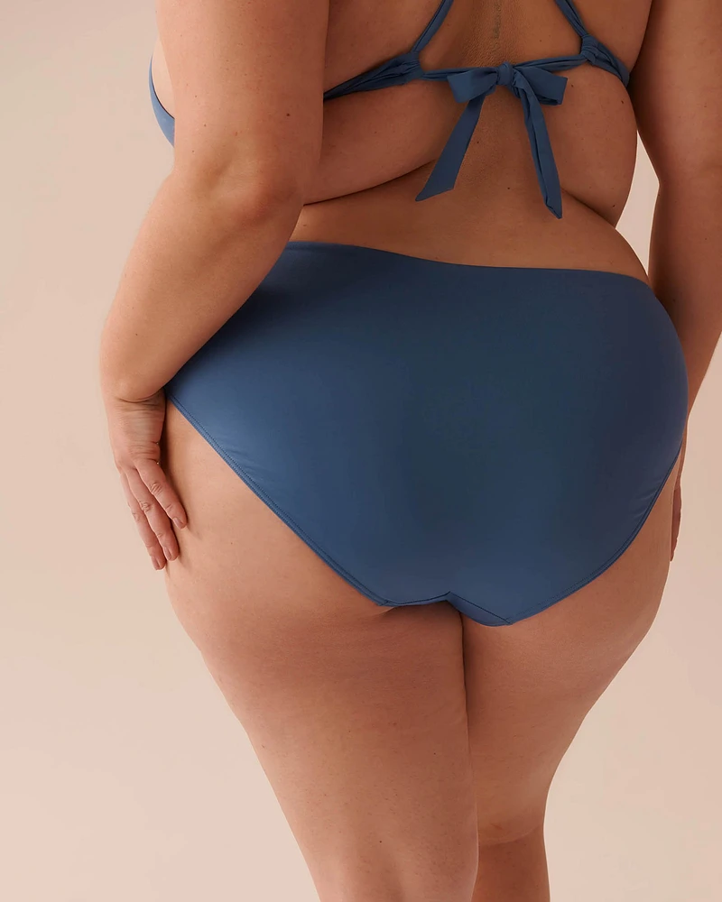 Bas de bikini taille mi-haute drapée en fibres recyclées COASTAL BLUE