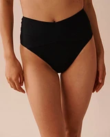 Bas de bikini taille haute texturé SOLID