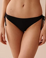 SOLID Textured Side Tie Brazilian Bikini Bottom