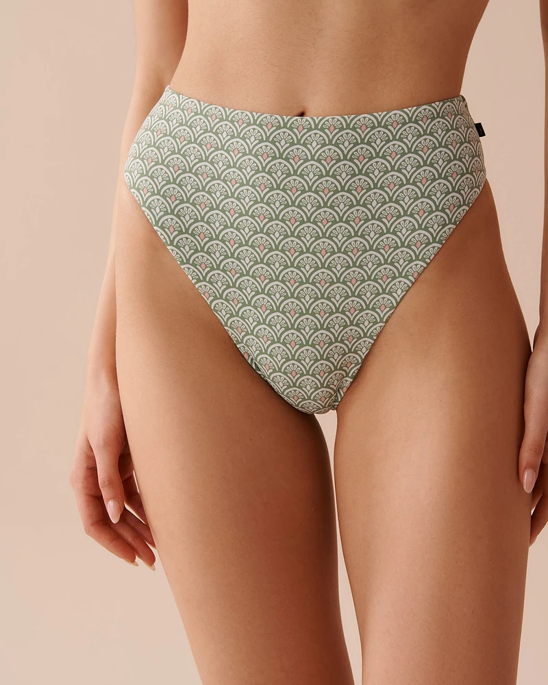 ABSTRACT FLOWERS High Waist Brazilian Bikini Bottom