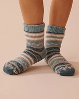 Bas rayés en tricot et sherpa
