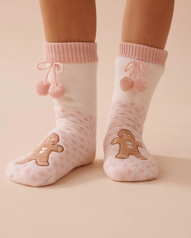 Long Knit and Sherpa Gingerbread Socks