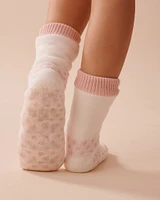 Long Knit and Sherpa Gingerbread Socks