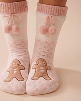 Long Knit and Sherpa Gingerbread Socks