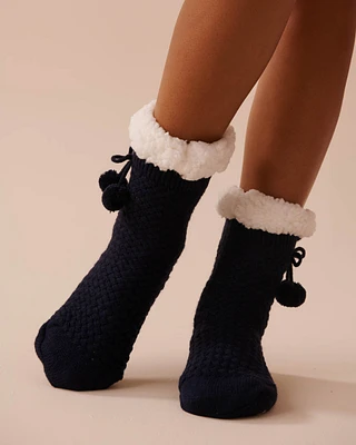 Pompom Knit and Sherpa Socks